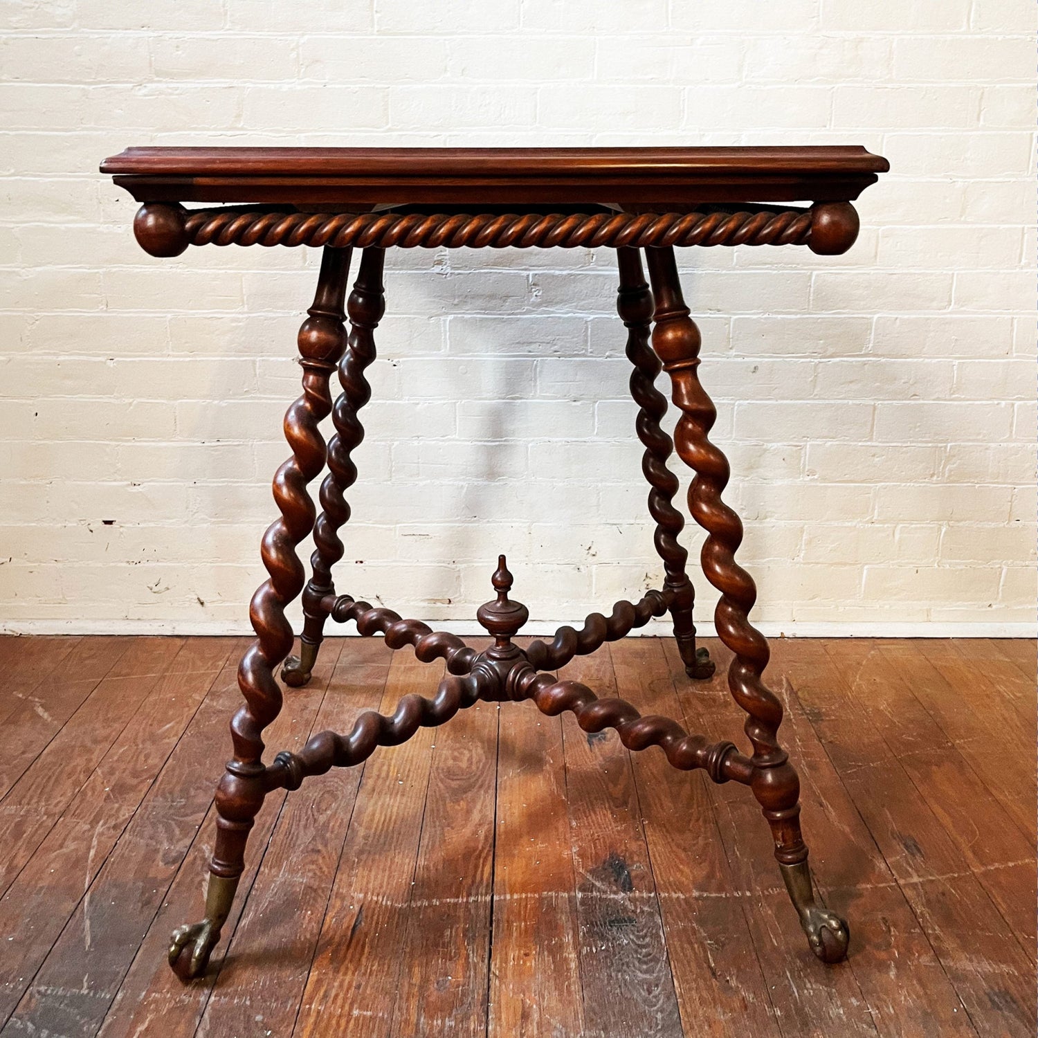 Barley Twist End Table With Brass Claw Feet