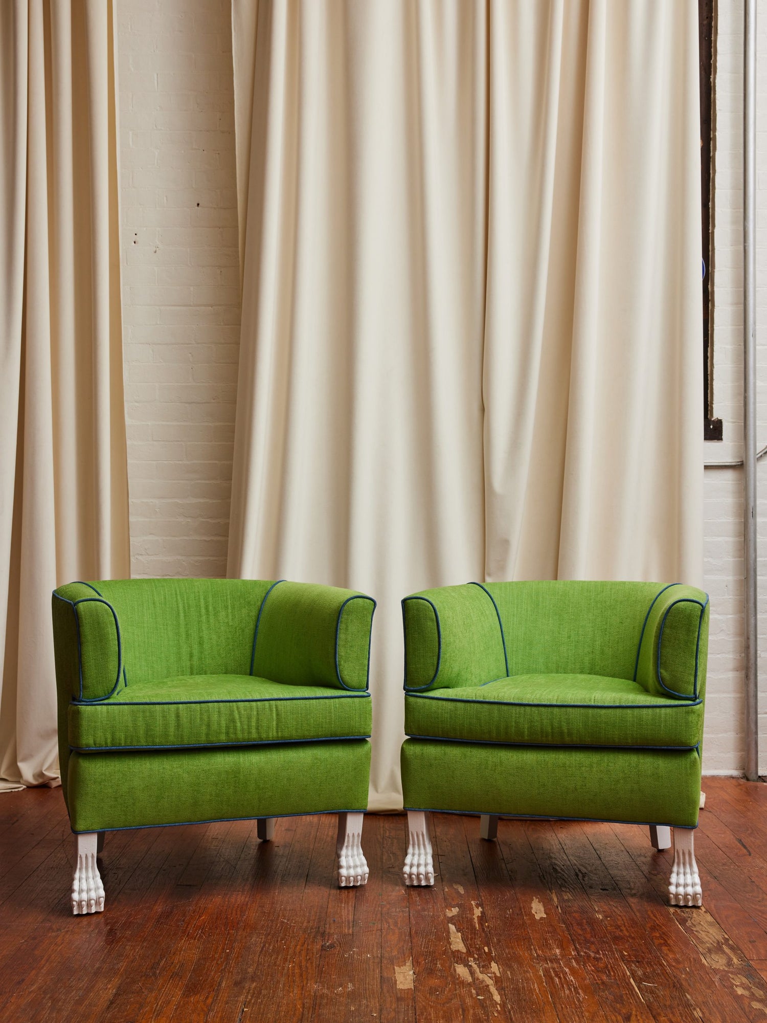Pair of Club Chairs with Feline Feet