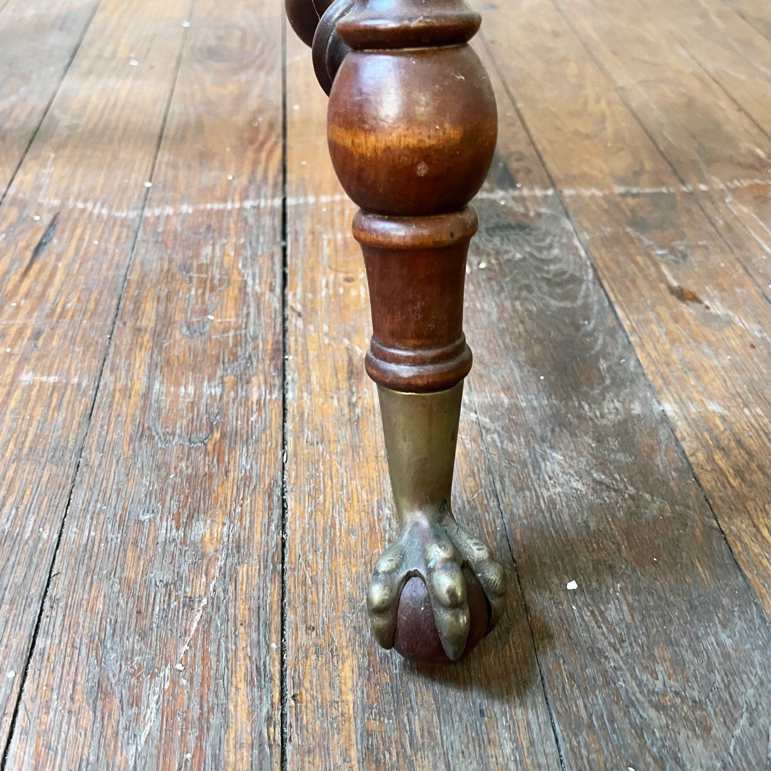 Barley Twist End Table With Brass Claw Feet