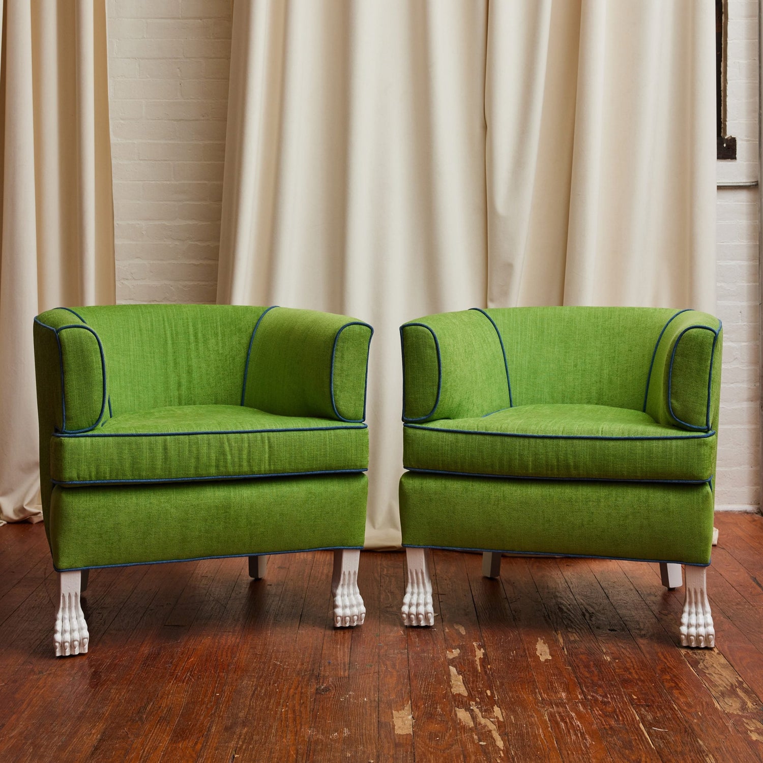 Pair of Club Chairs with Feline Feet