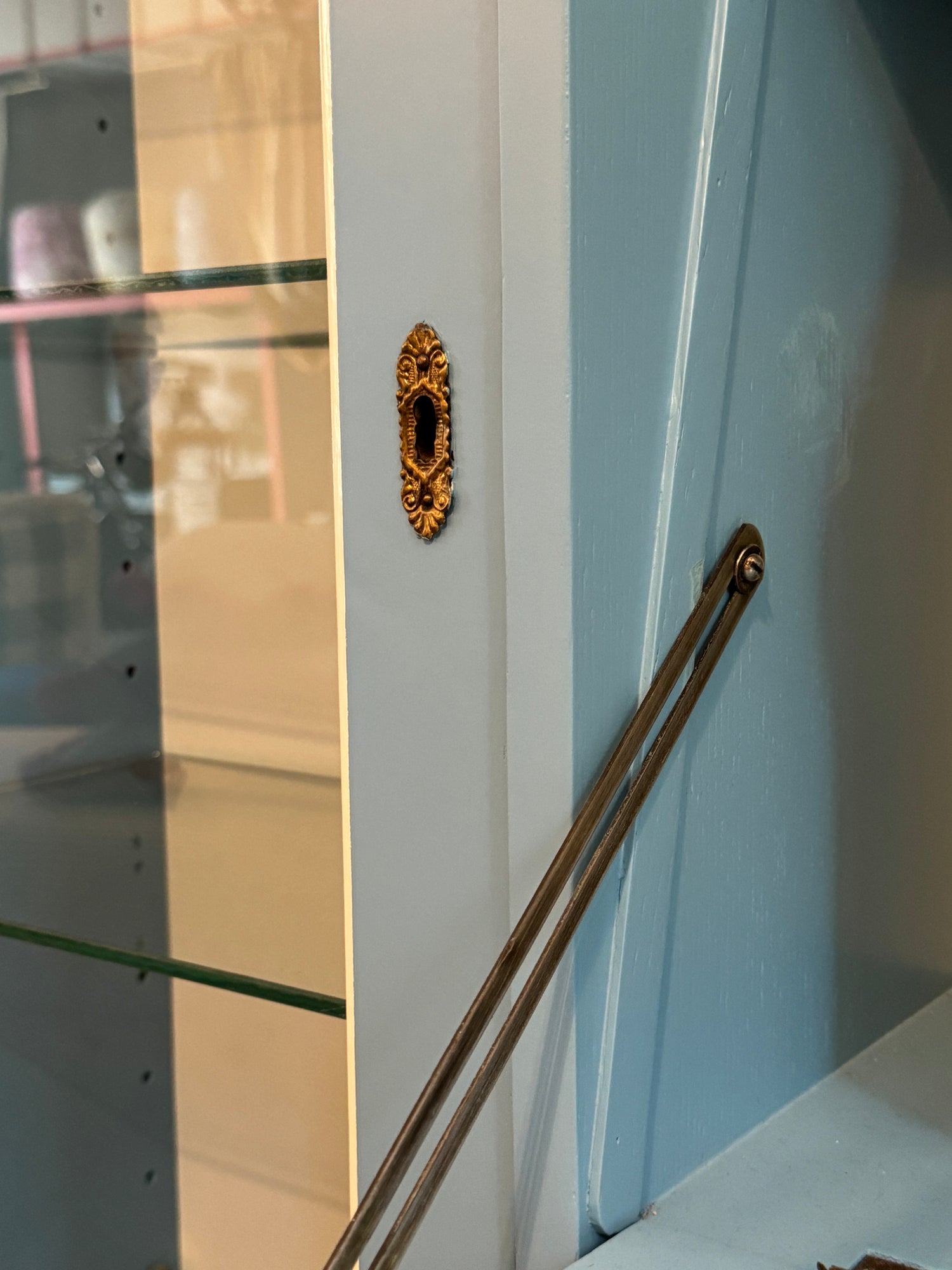 Blue Lacquered Vintage Hutch