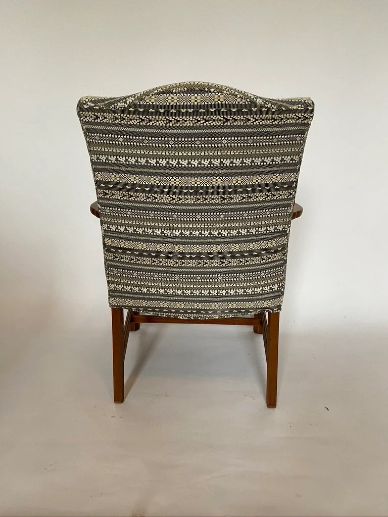 Textured Armchair with Scrolled Arms