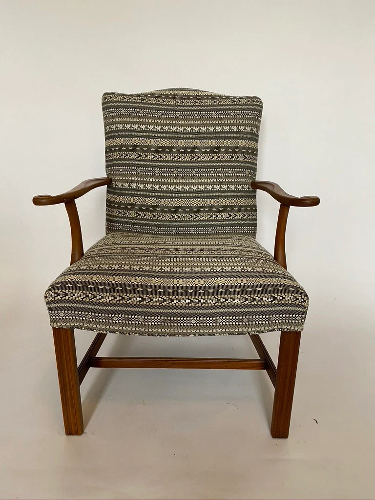 Textured Armchair with Scrolled Arms