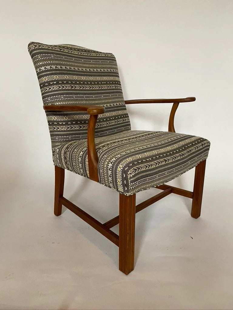 Textured Armchair with Scrolled Arms
