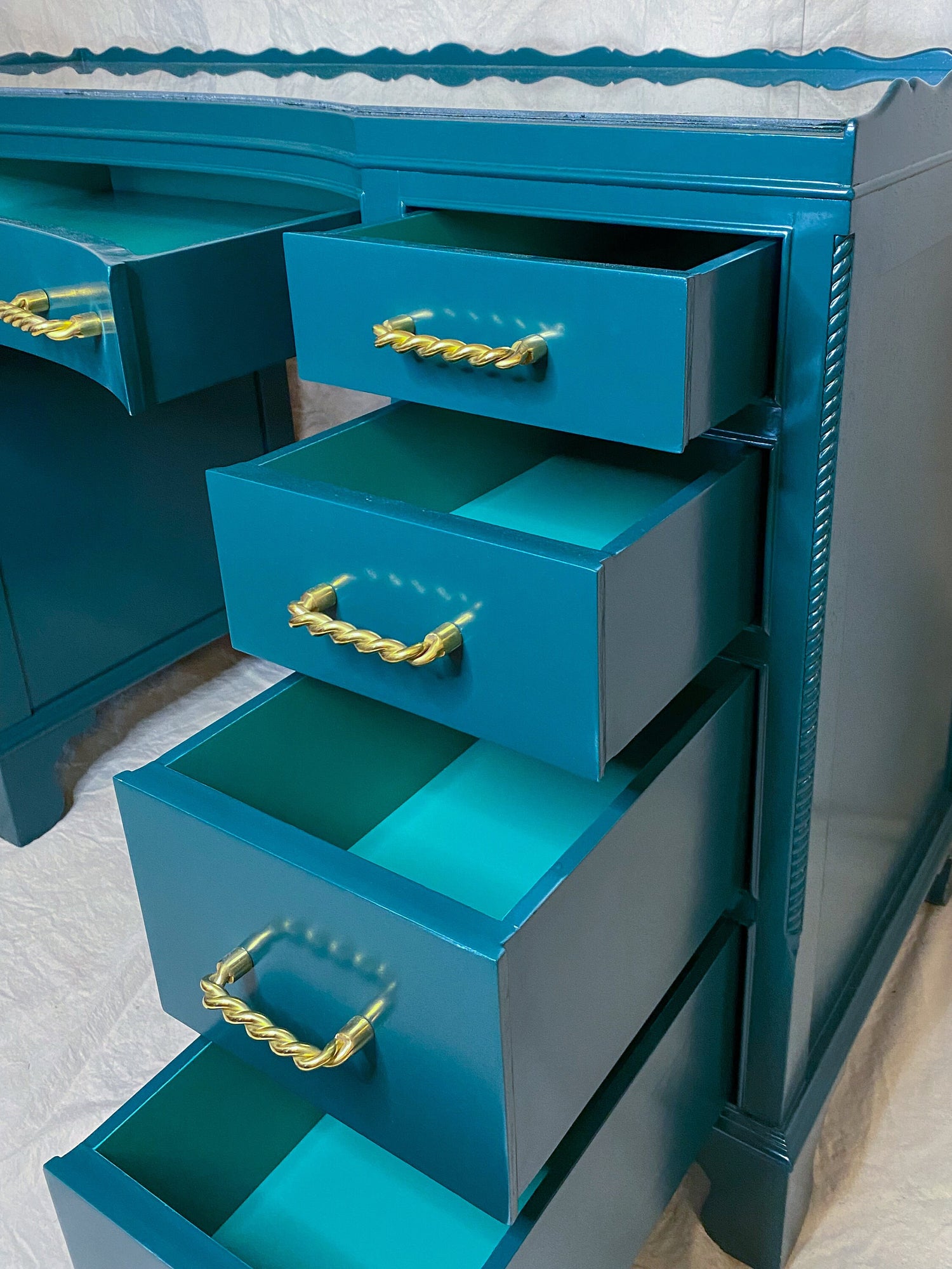 Vintage Green Lacquered Desk