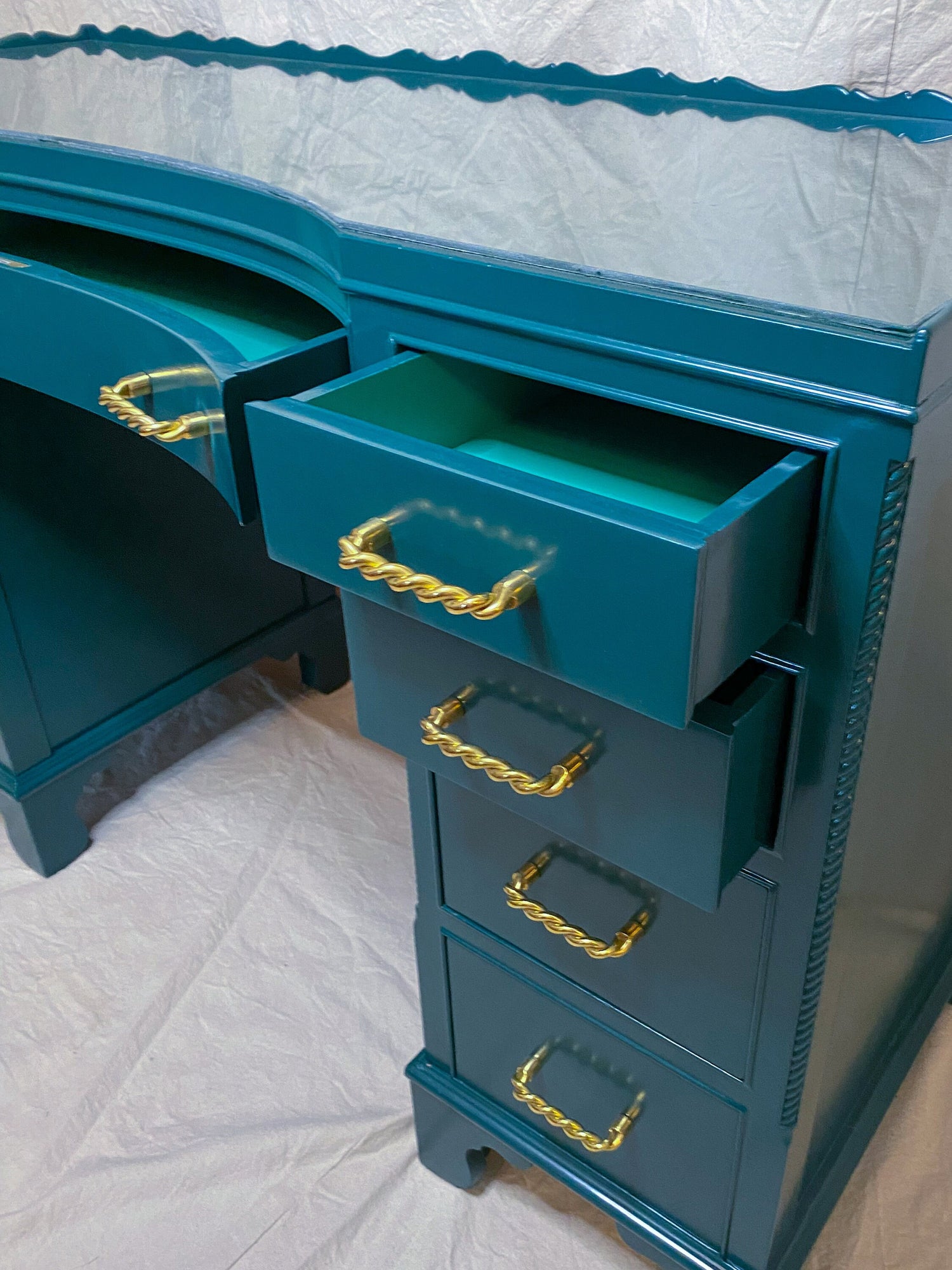 Vintage Green Lacquered Desk