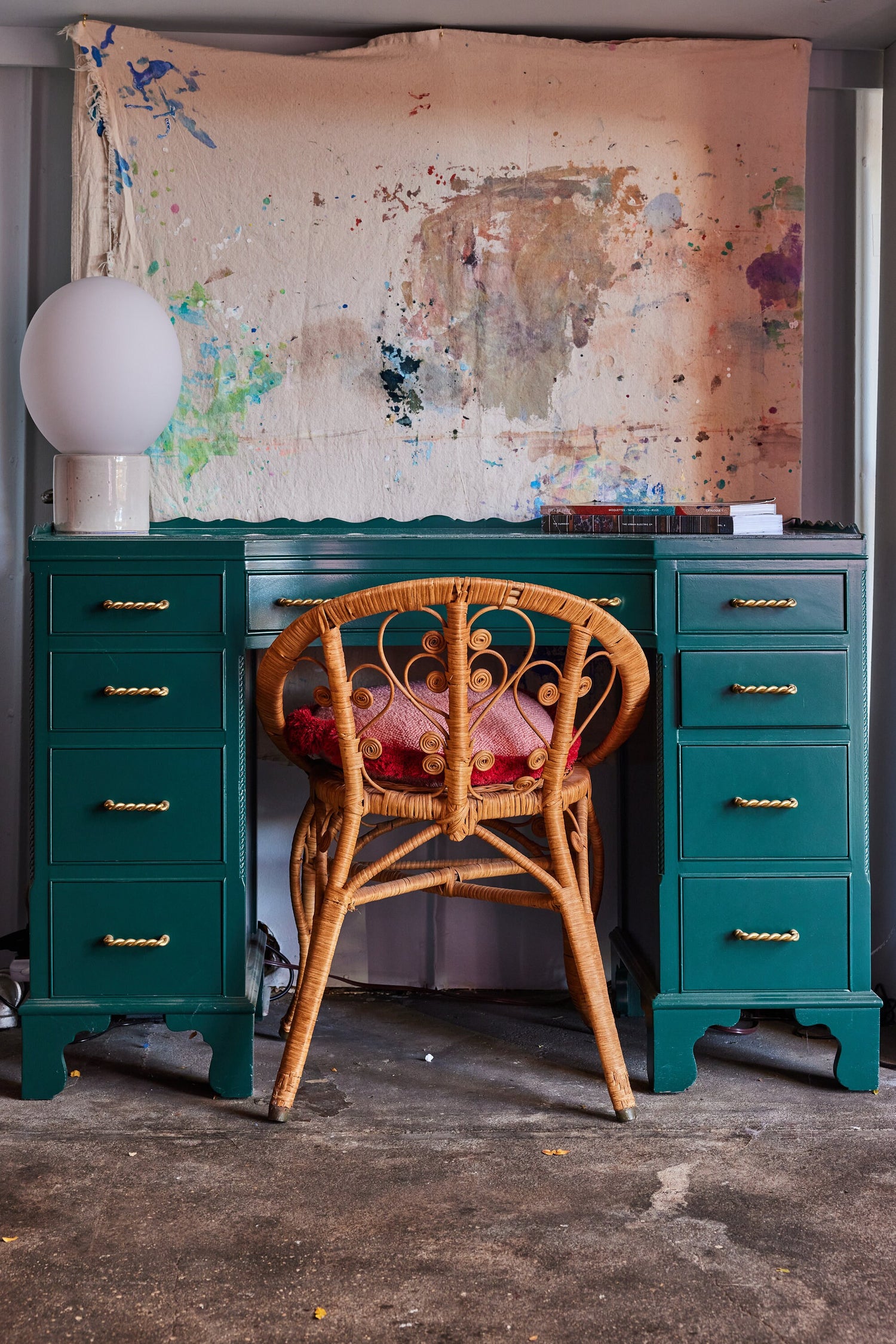 Vintage Green Lacquered Desk