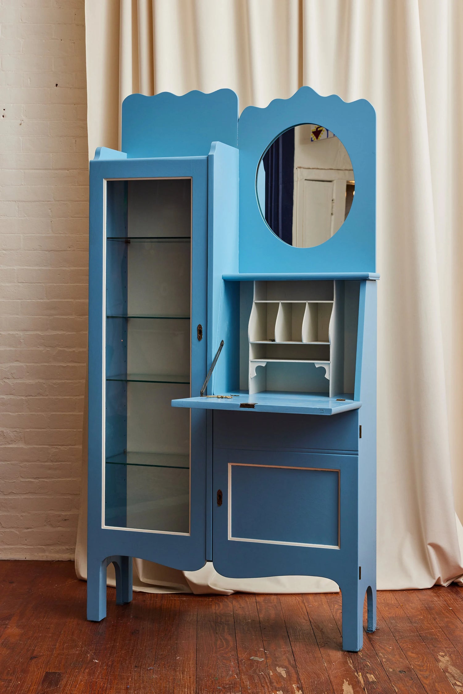 Blue Lacquered Vintage Hutch