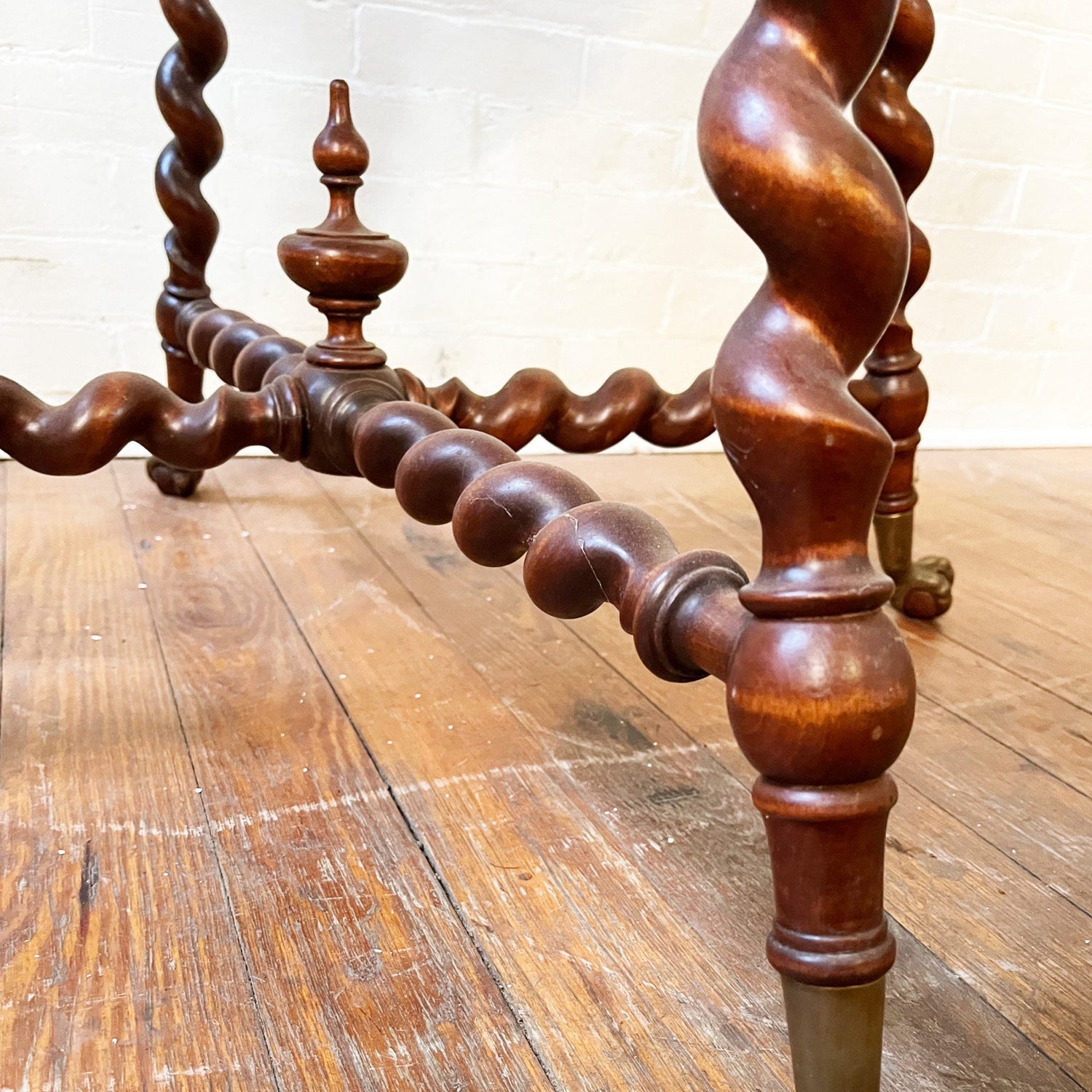 Barley Twist End Table With Brass Claw Feet