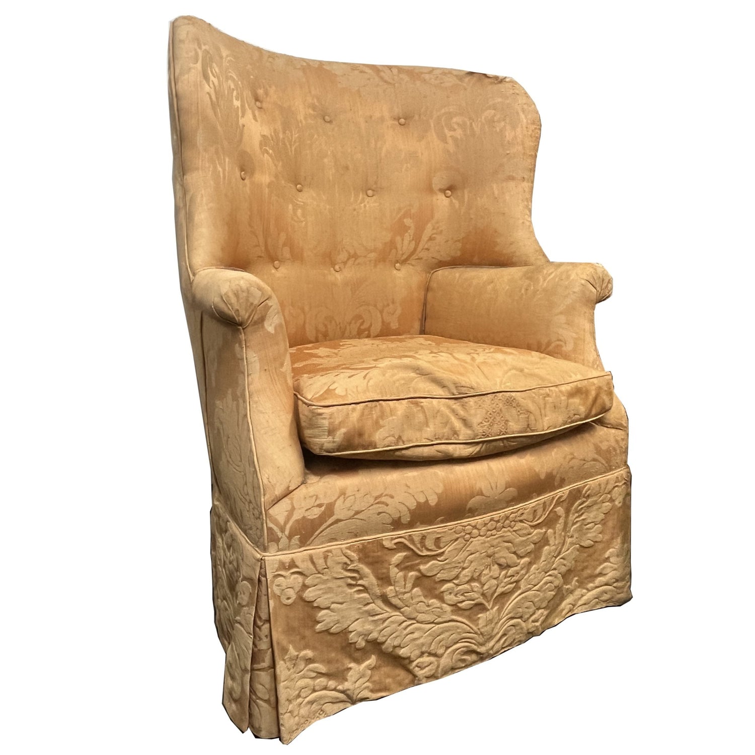 Tufted Antique Wingback Reading Chair