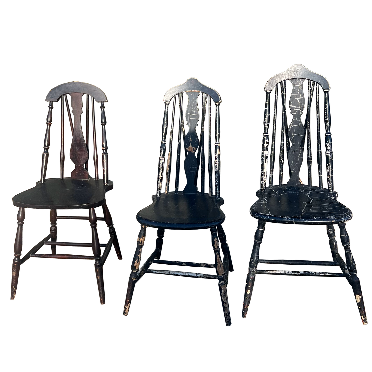 3 Folk Style Windsor Chairs