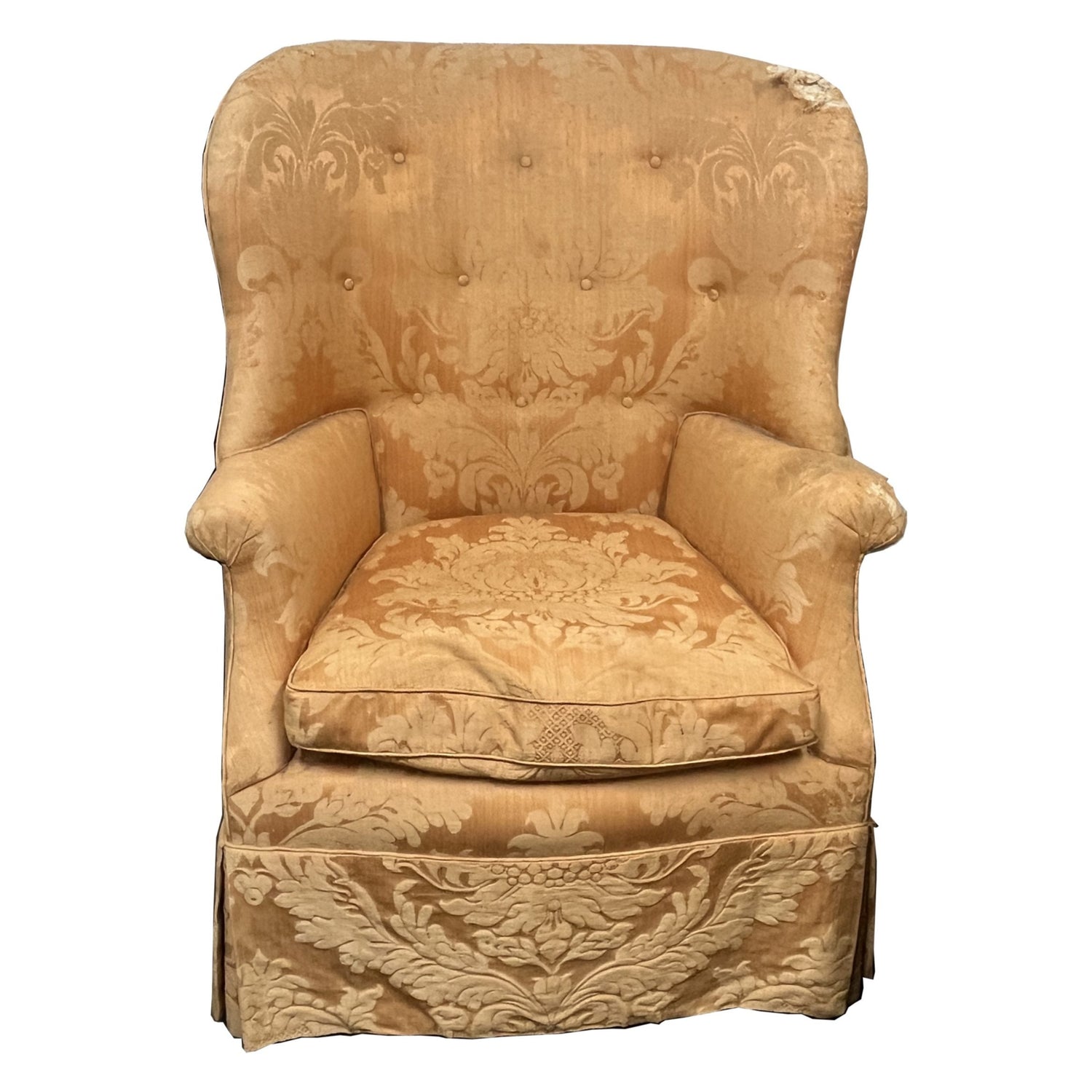 Tufted Antique Wingback Reading Chair