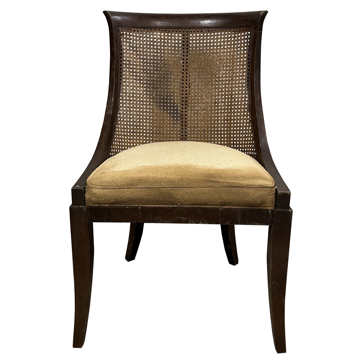 Upholstered Spoon Caned Back Wingback Side Chair