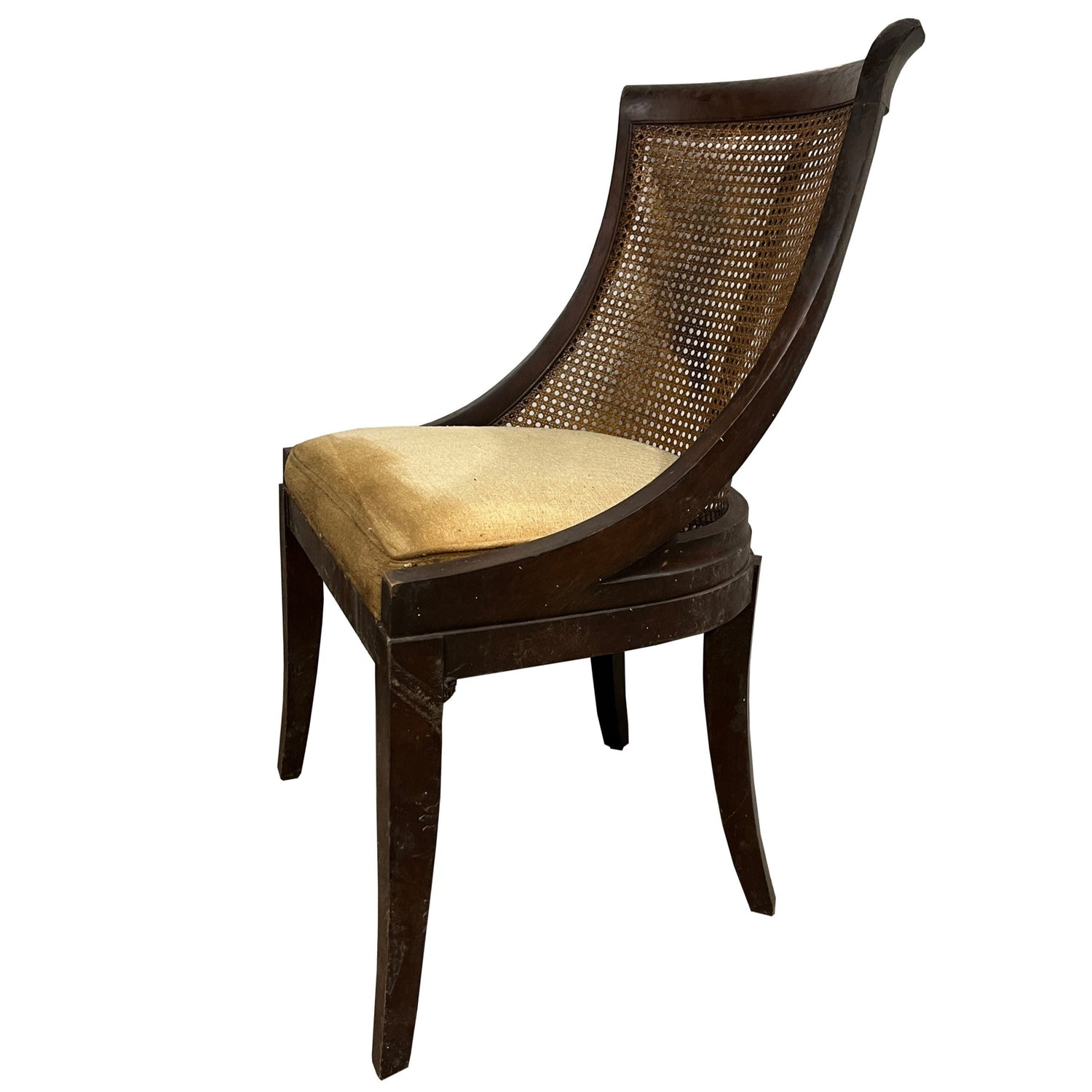 Upholstered Spoon Caned Back Wingback Side Chair