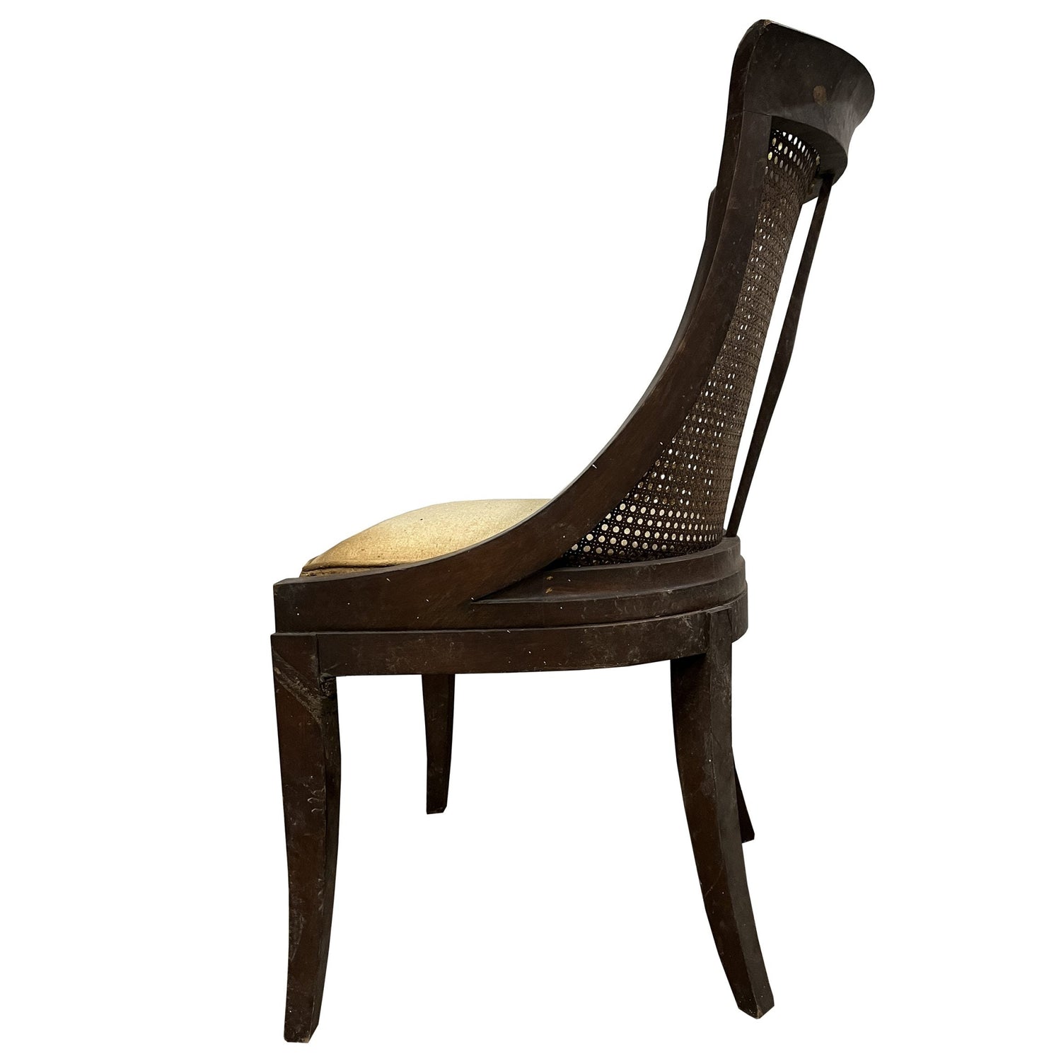 Upholstered Spoon Caned Back Wingback Side Chair