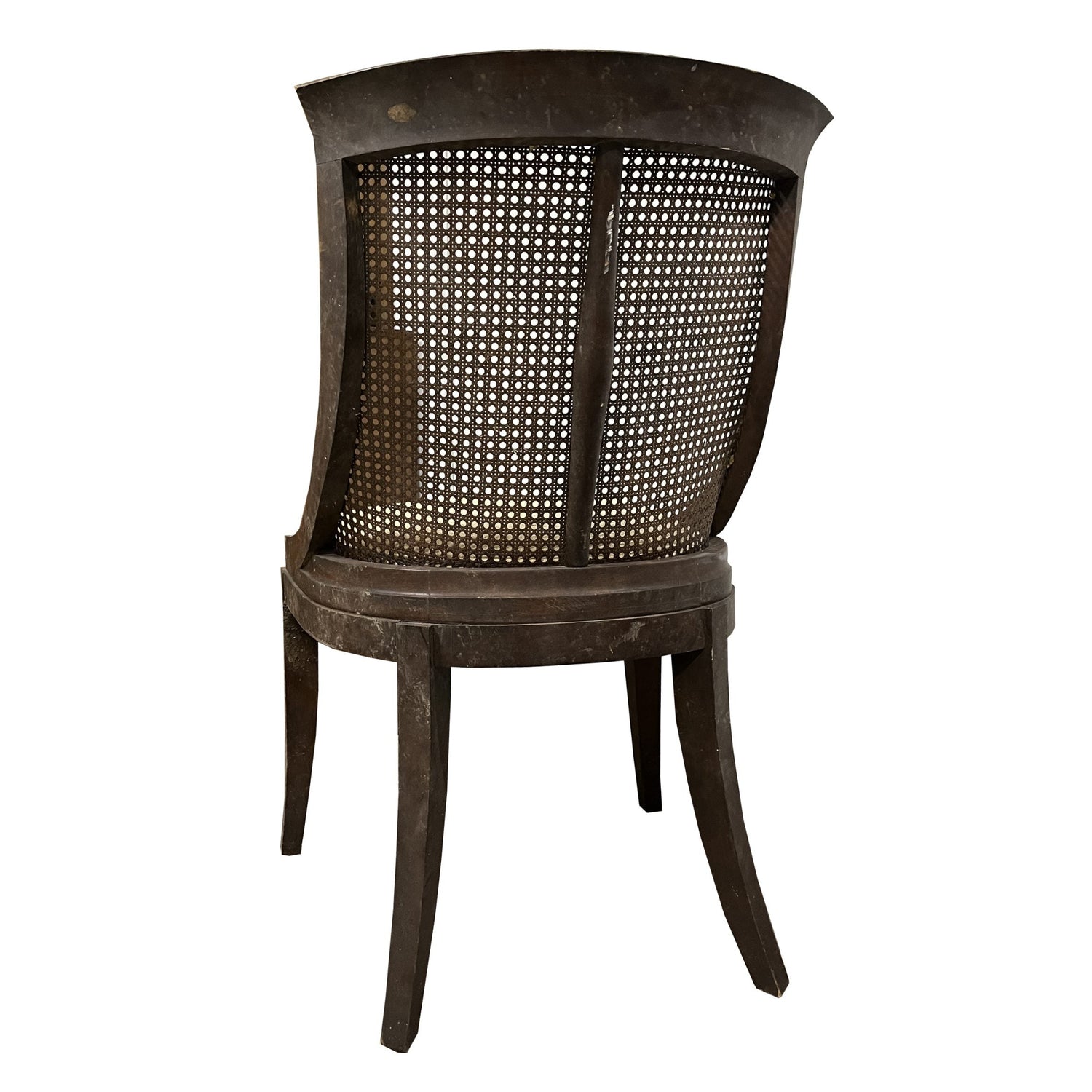 Upholstered Spoon Caned Back Wingback Side Chair