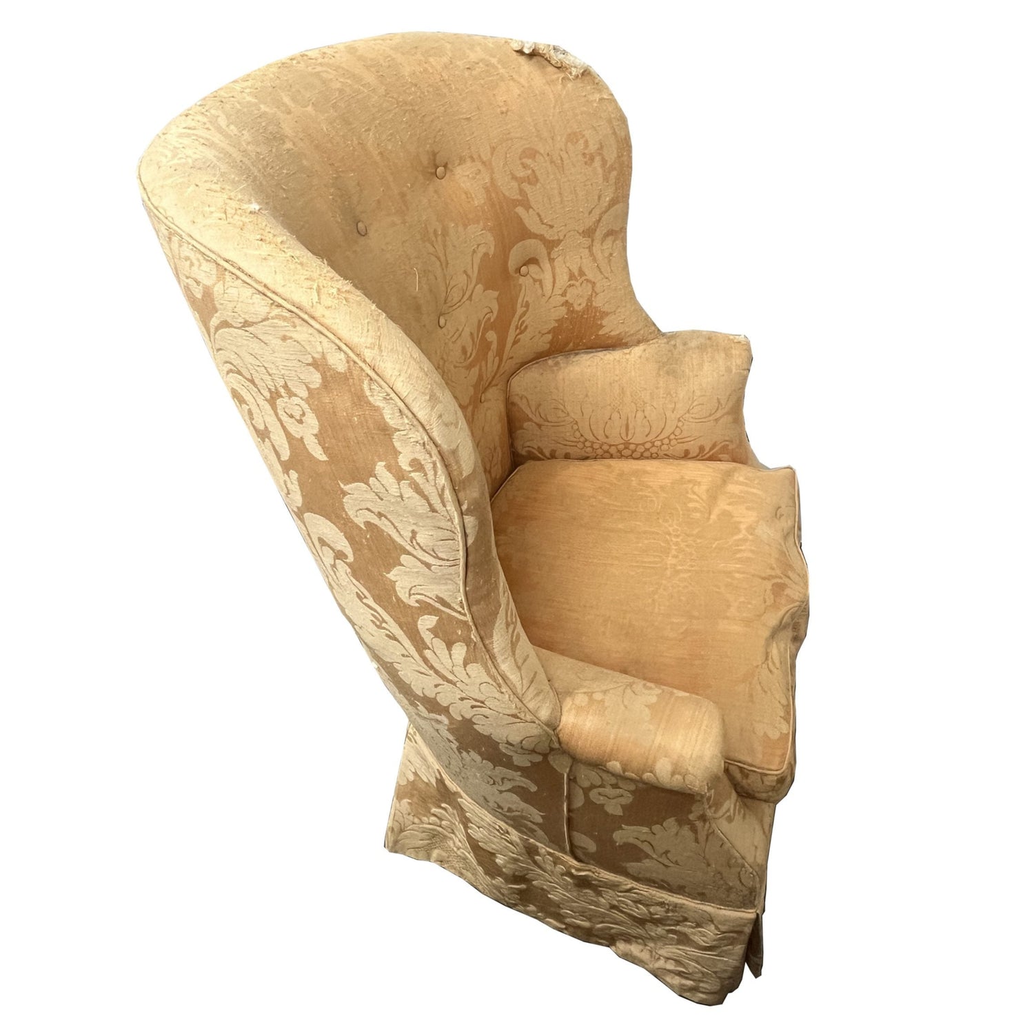 Tufted Antique Wingback Reading Chair